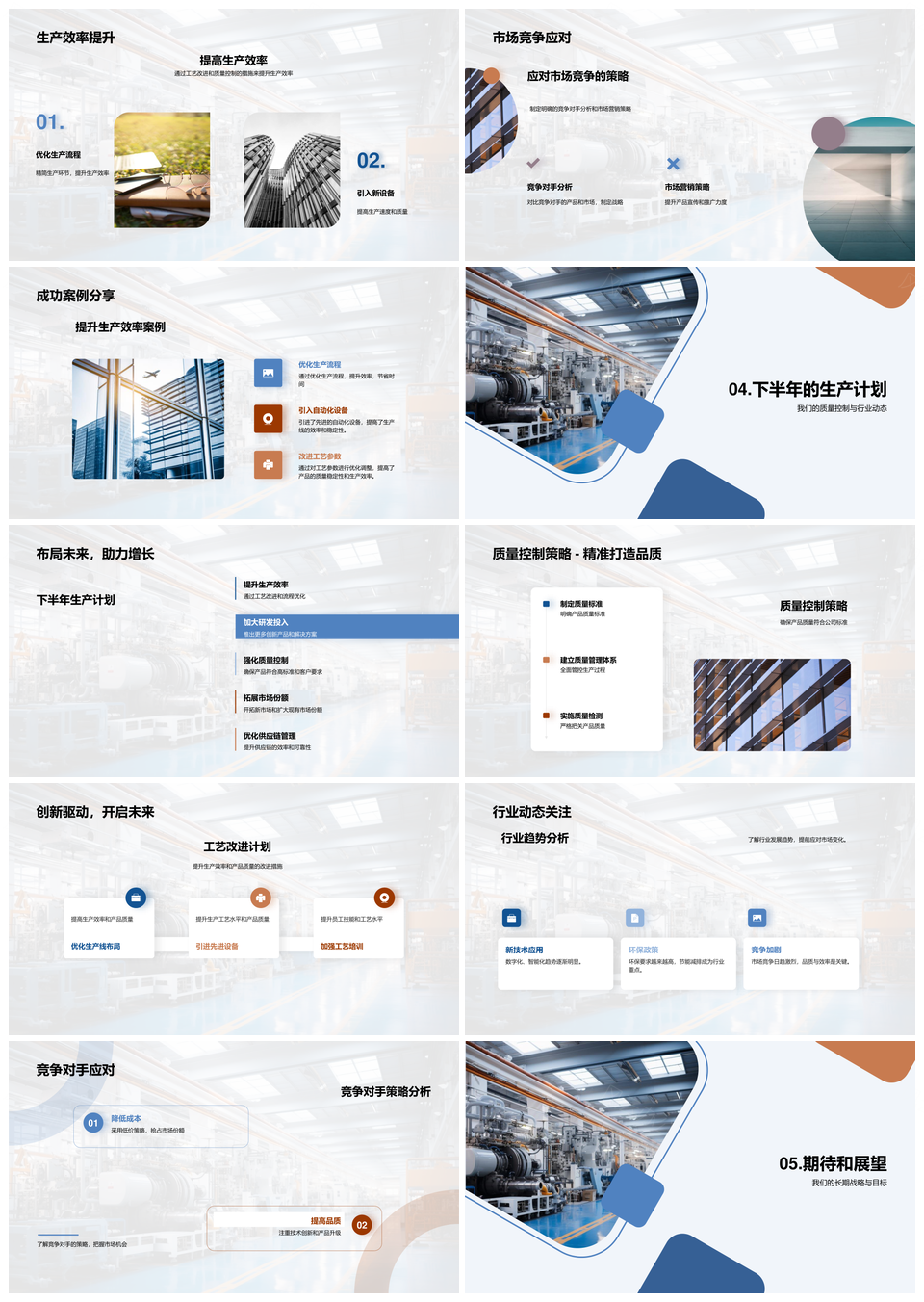 工业机械半年生产流程质控行业动态回顾PPT模板