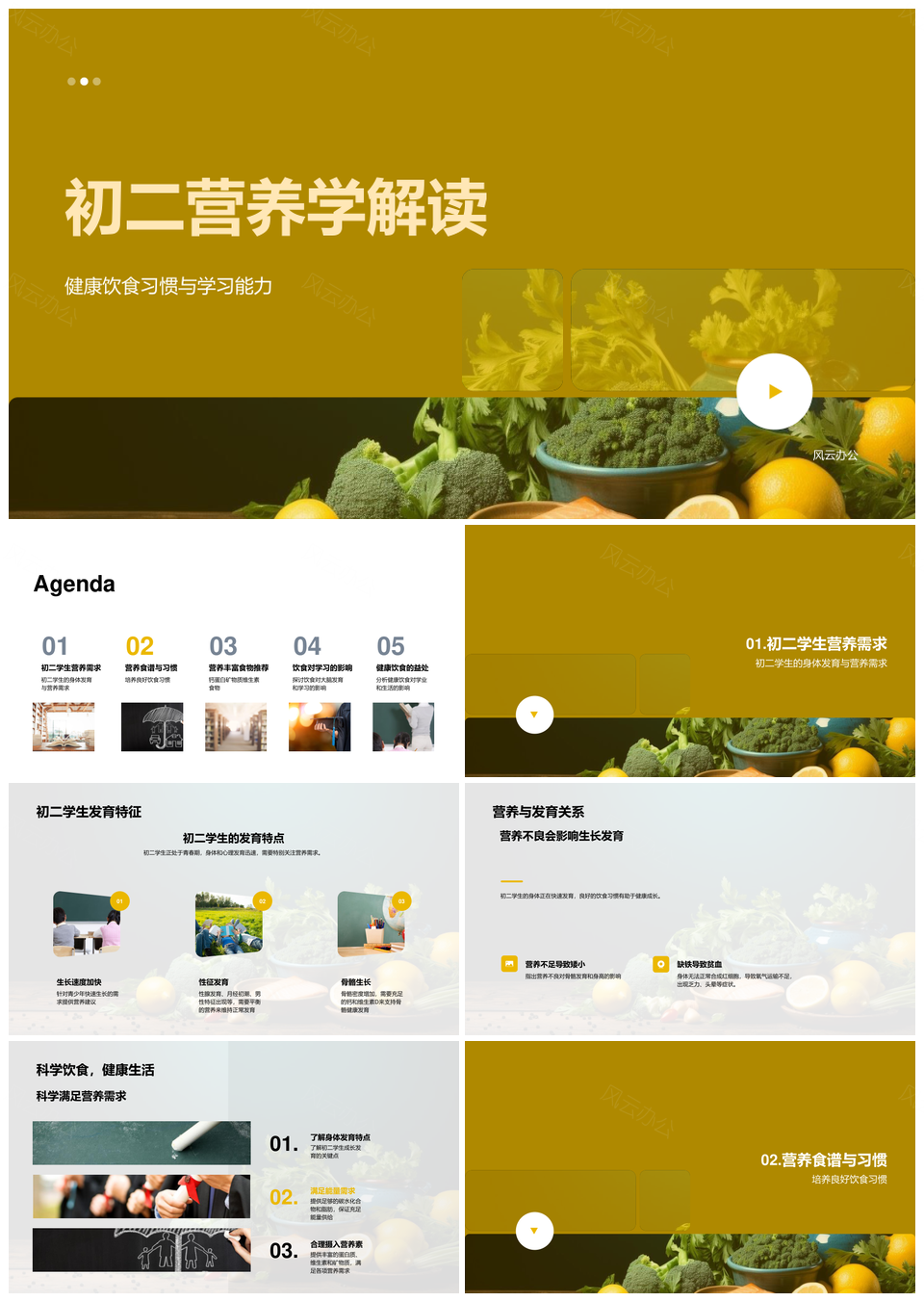 初二营养学健康饮食提升学习能力早餐钙食PPT模板