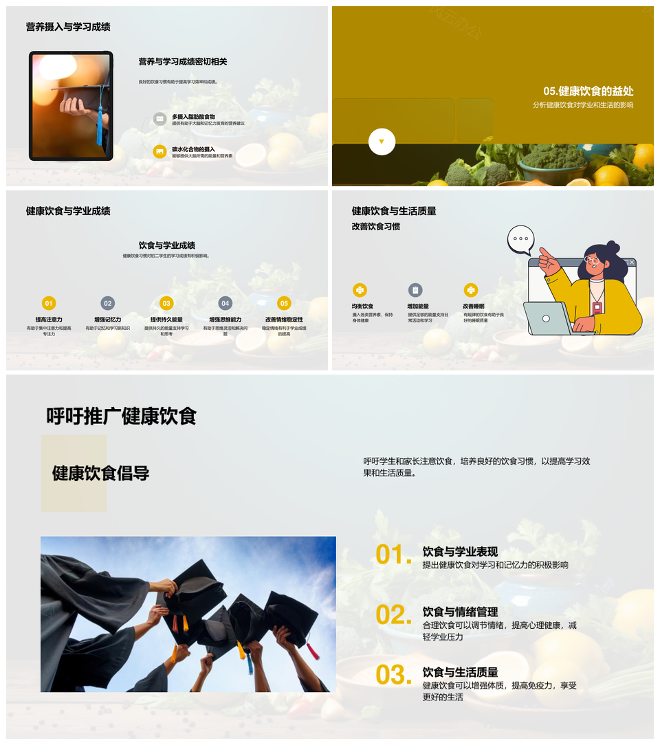 初二营养学健康饮食提升学习能力早餐钙食PPT模板