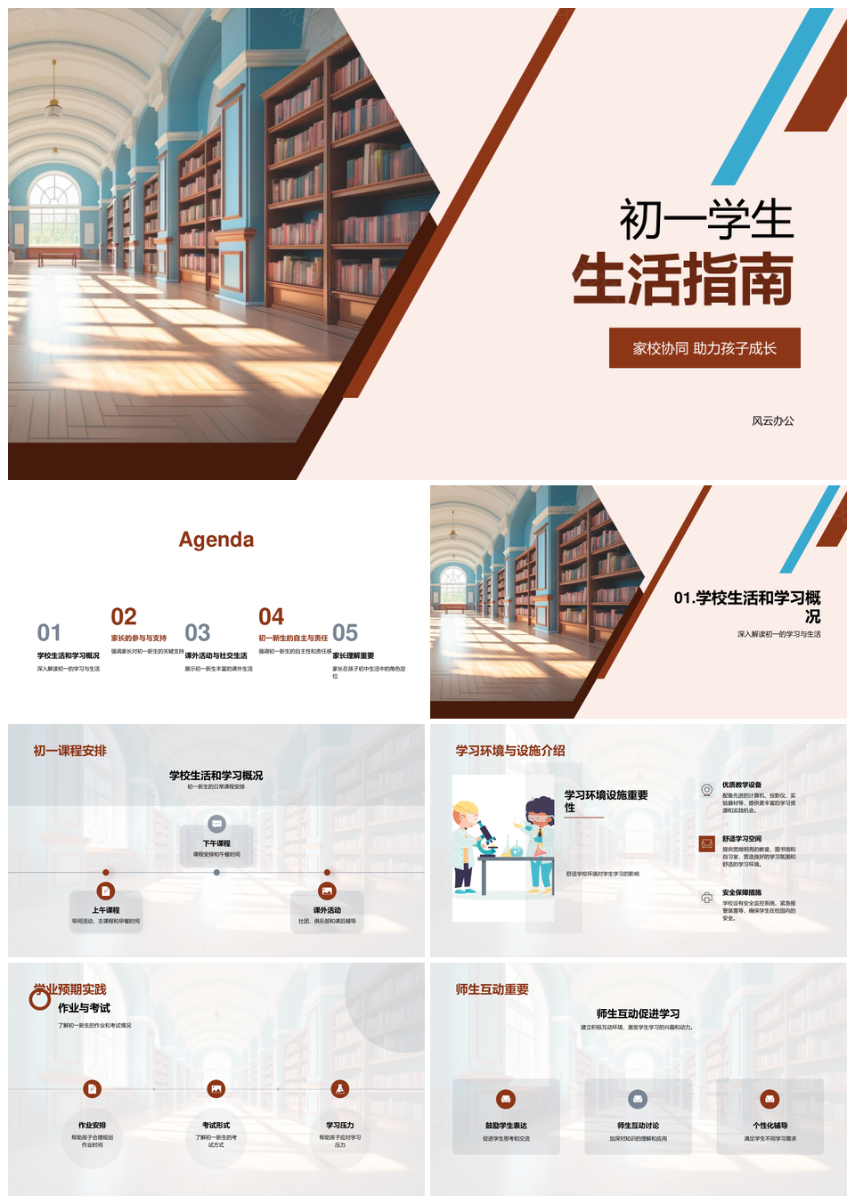 初一学生家校共育学习情感社交发展指南PPT模板