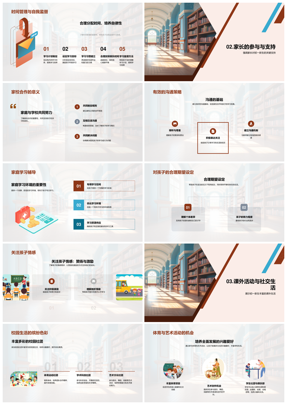 初一学生家校共育学习情感社交发展指南PPT模板