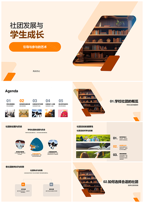社团发展助力学生多元成长PPT模板