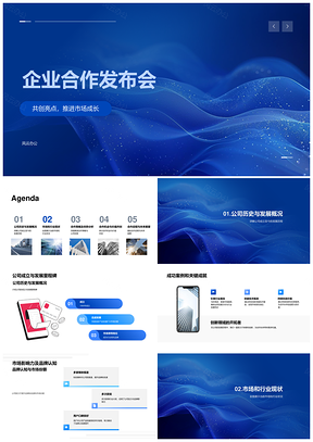企业合作发布会共拓市场成长与核心竞争力PPT模板