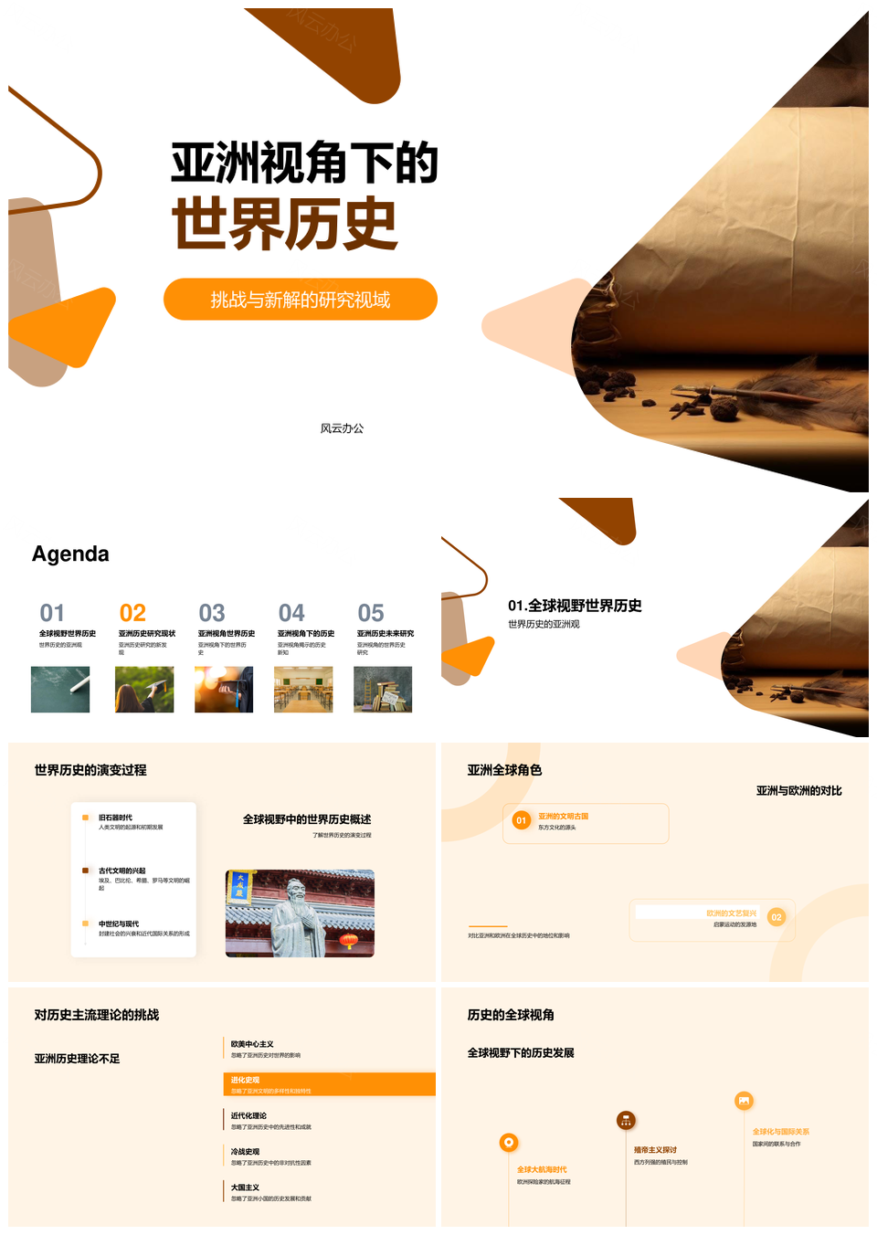 亚洲视角诠世界历史变迁与古卷新解PPT模板