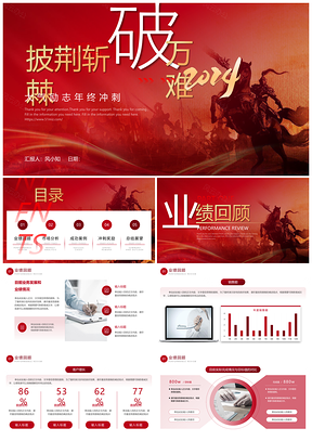 红金励志2023市场部年终冲刺总结PPT模板