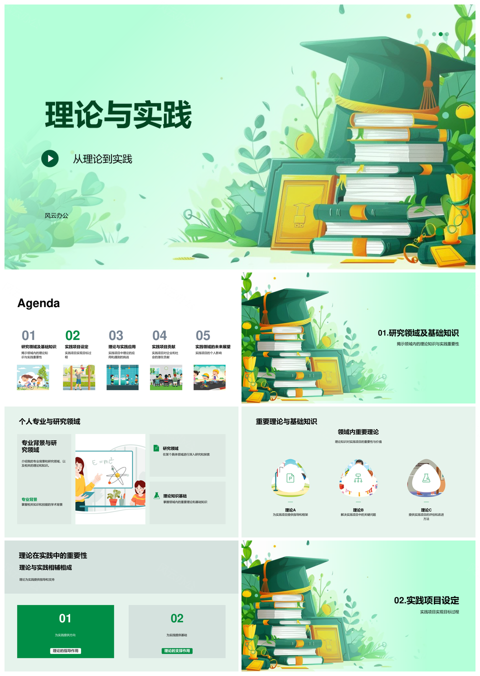 毕业答辩实践项目理论基础与挑战解决PPT模板