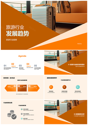 旅游行业历史现状发展趋势个性化可持续数字化行李箱PPT模板