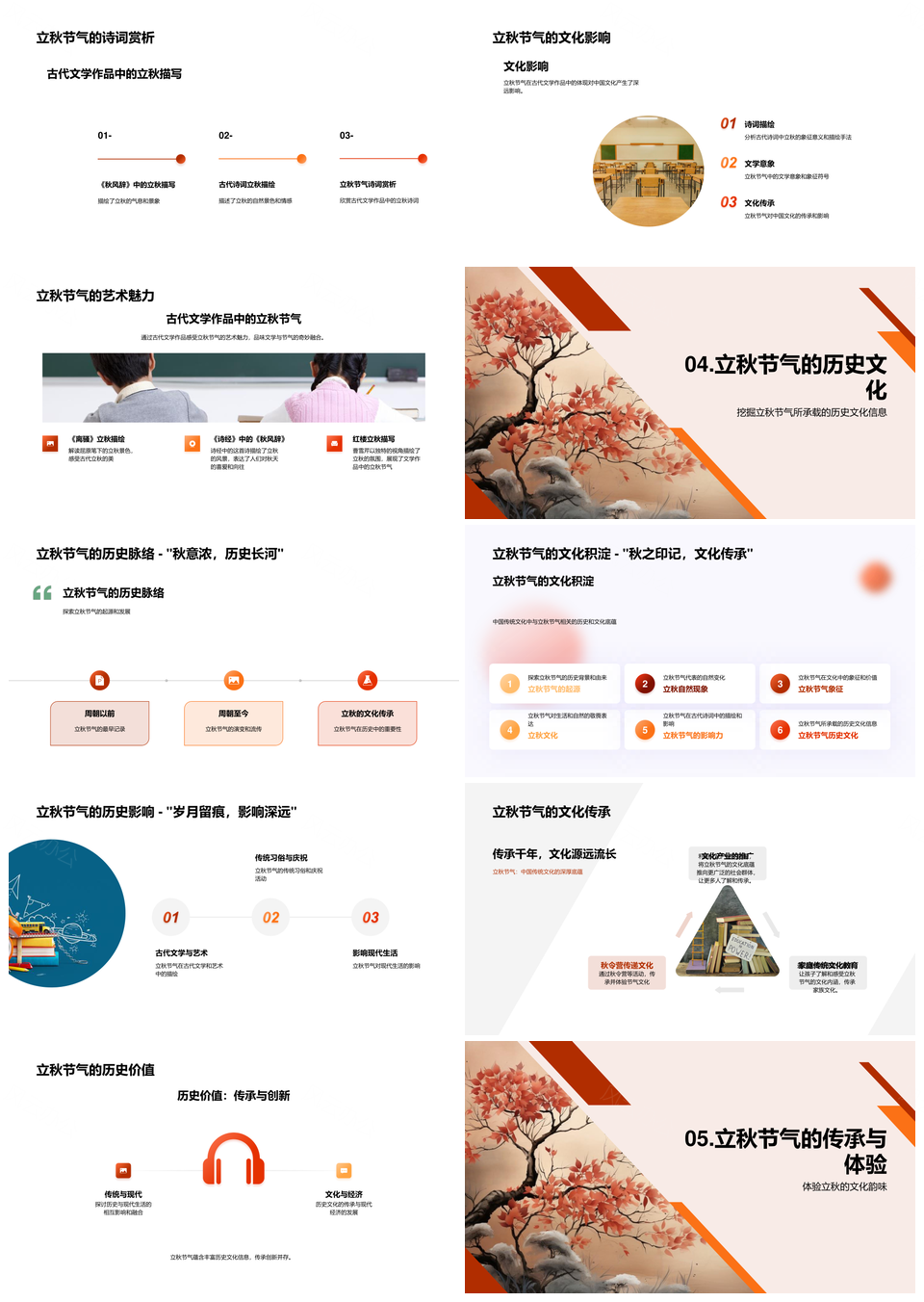 立秋节气文化韵味中学课堂研探PPT模板