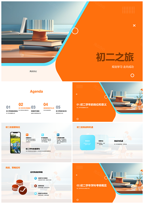 初二学年挑战机遇数学英语学习规划成功之旅PPT模板