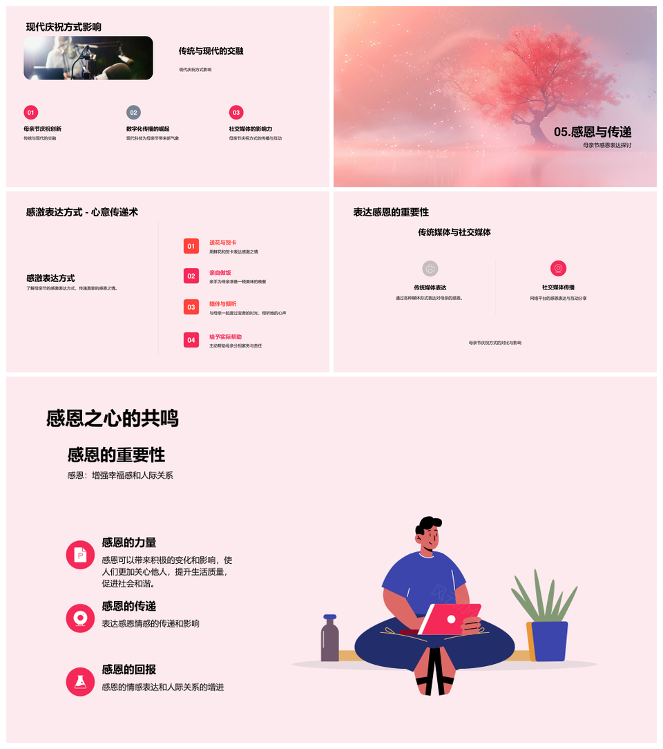 母亲节传媒历史演变影响传统媒体新闻主播PPT模板
