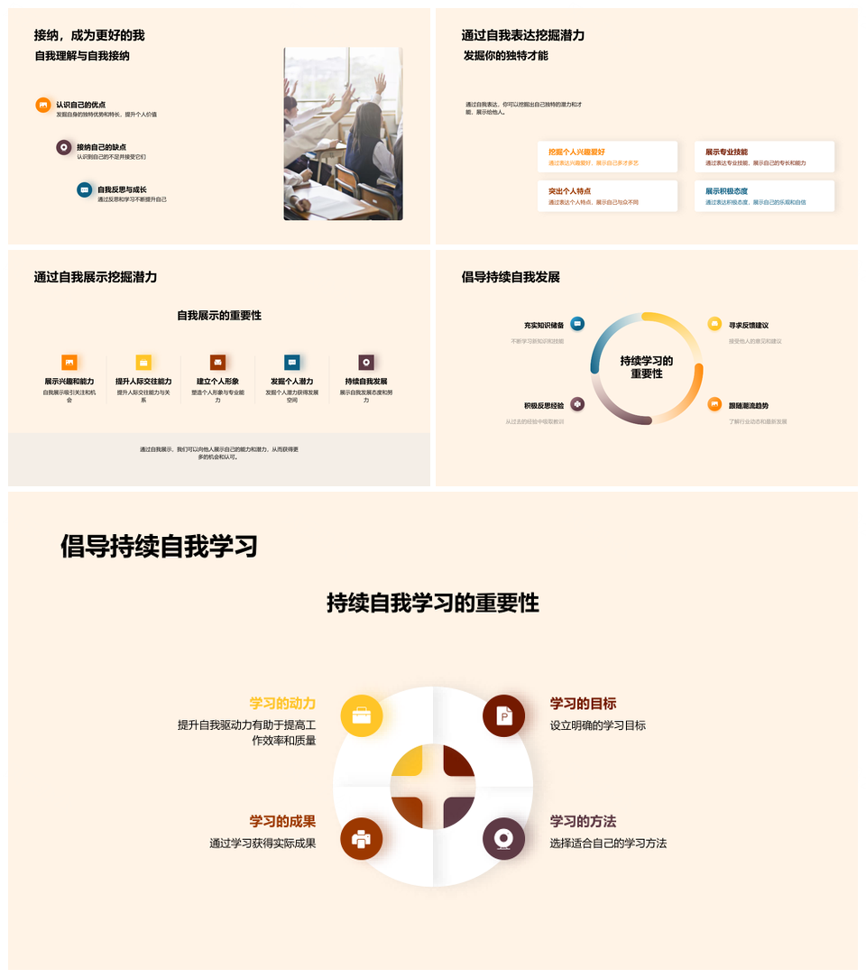 教育顾问启书认知自我拓潜成长PPT模板