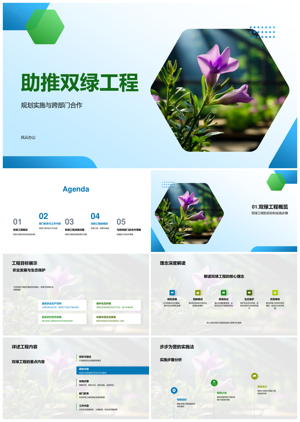 双绿工程农业跨部门协作技术实施规划PPT模板