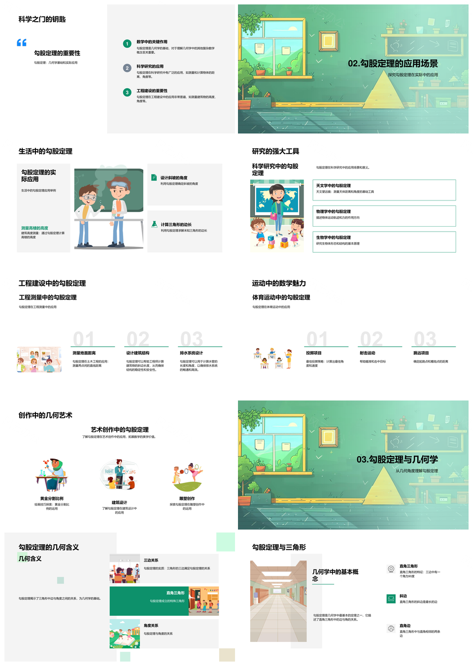 勾股定理教学实践推导应用实例解析PPT模板