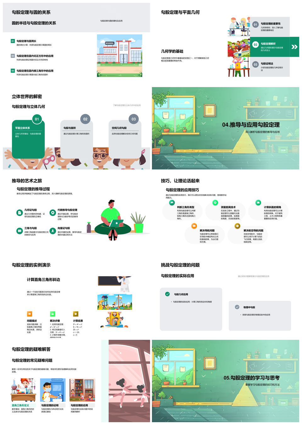 勾股定理教学实践推导应用实例解析PPT模板