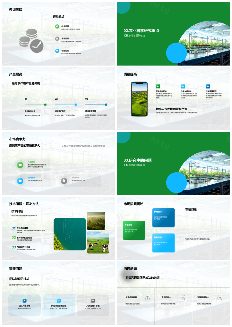 农业科研团队季度研究进展成果经验总结PPT模板