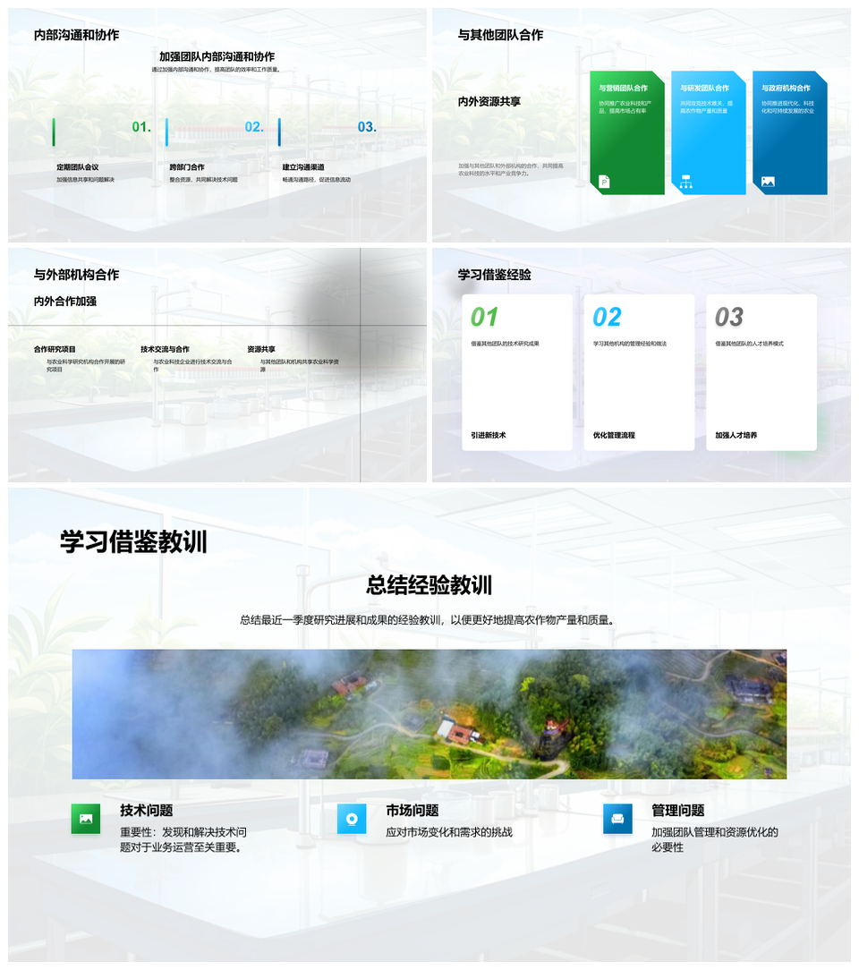 农业科研团队季度研究进展成果经验总结PPT模板