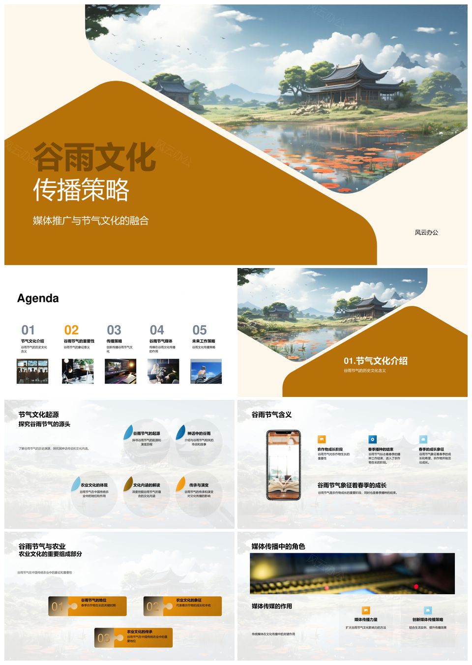 谷雨节气文化传播策略与媒体推广PPT模板