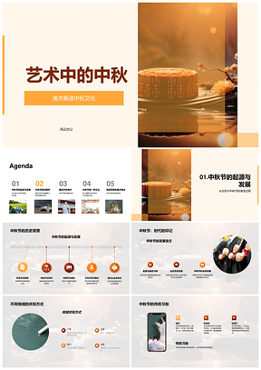 艺境中秋明月映团圆古今演变PPT模板