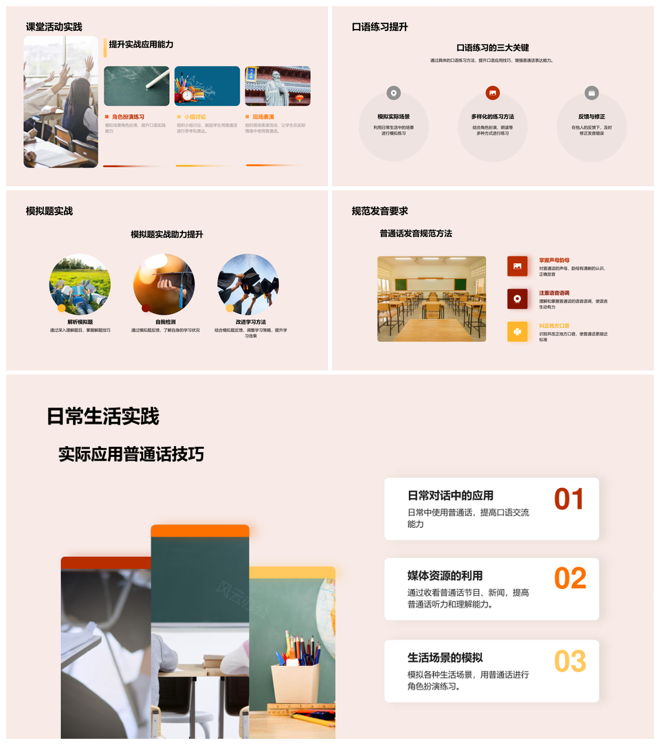 普通话考试备考技巧发音规范听说口语模拟题教材麦克风PPT模板