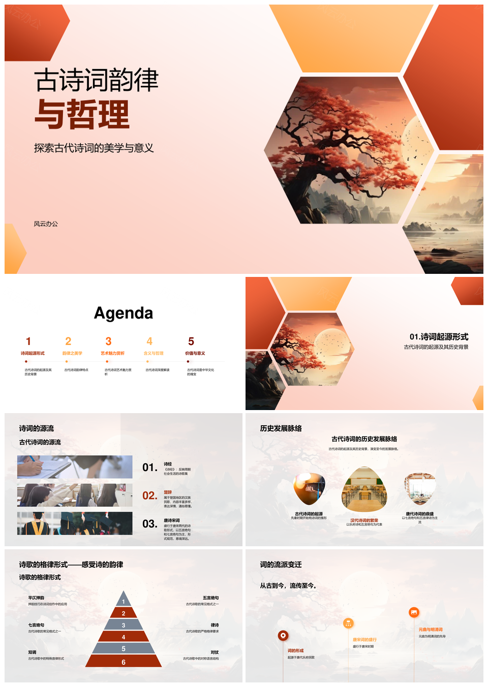 中国古代诗词韵律哲思美学源流探析PPT模板