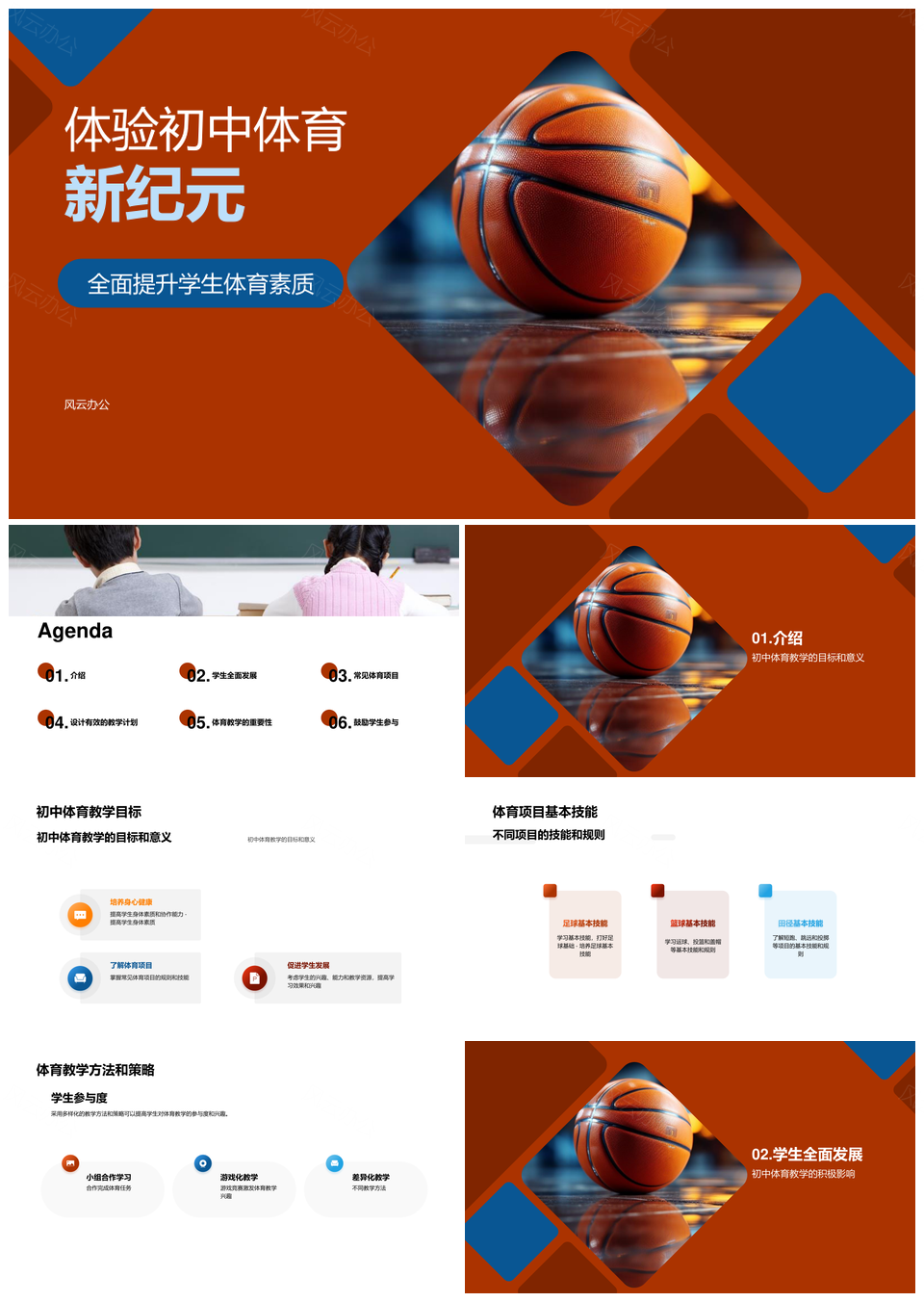 初中体育教师指导初一学生篮球教学实践PPT模板