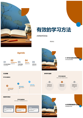 大学生高效学习法分类特点科学实践案例书籍讨论PPT模板