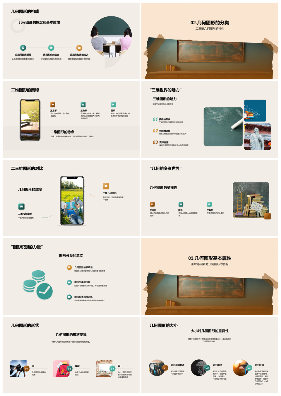 几何图形属性线型与空间应用解析PPT模板