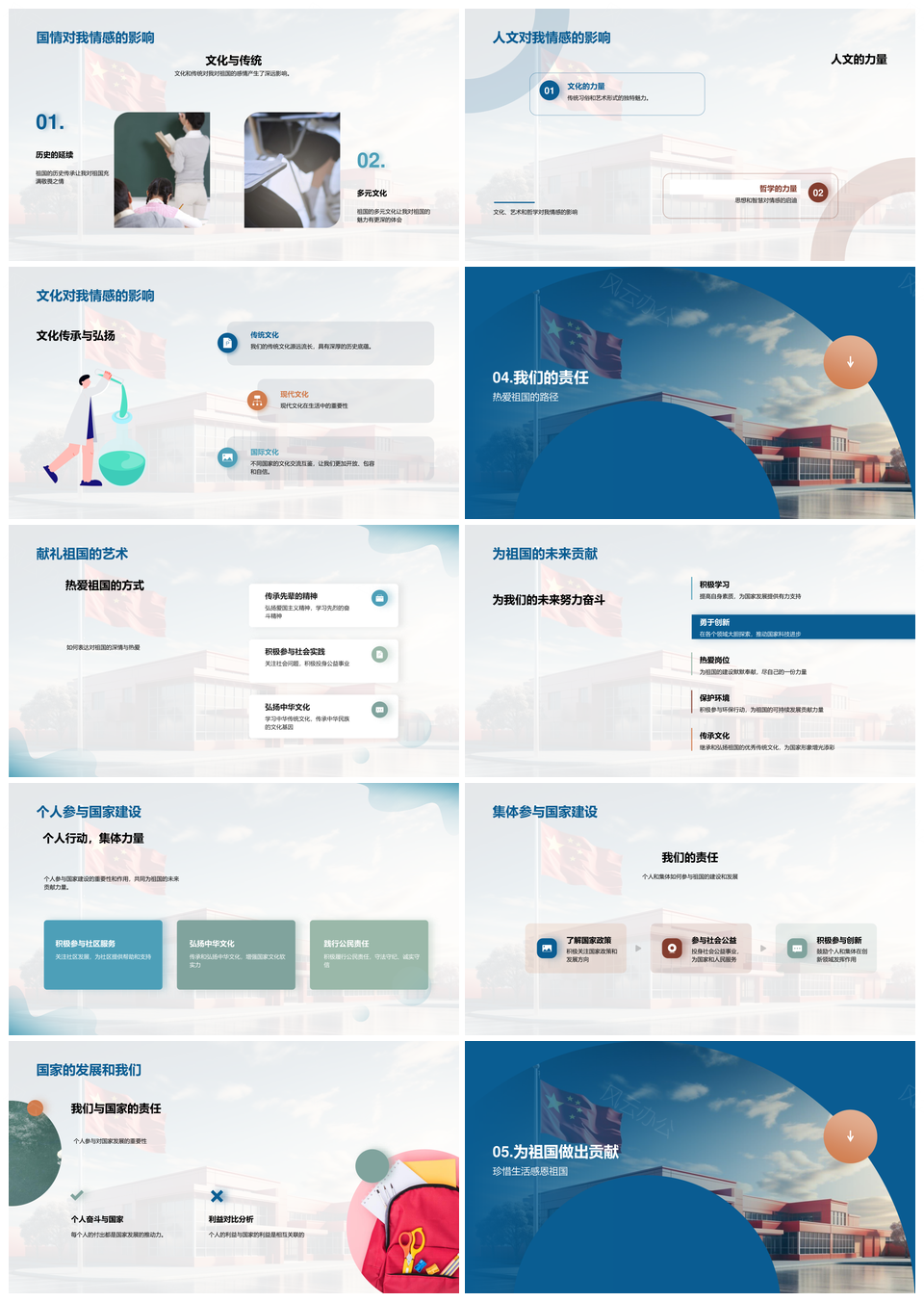 学子国庆教育感悟祖国发展国情心声PPT模板