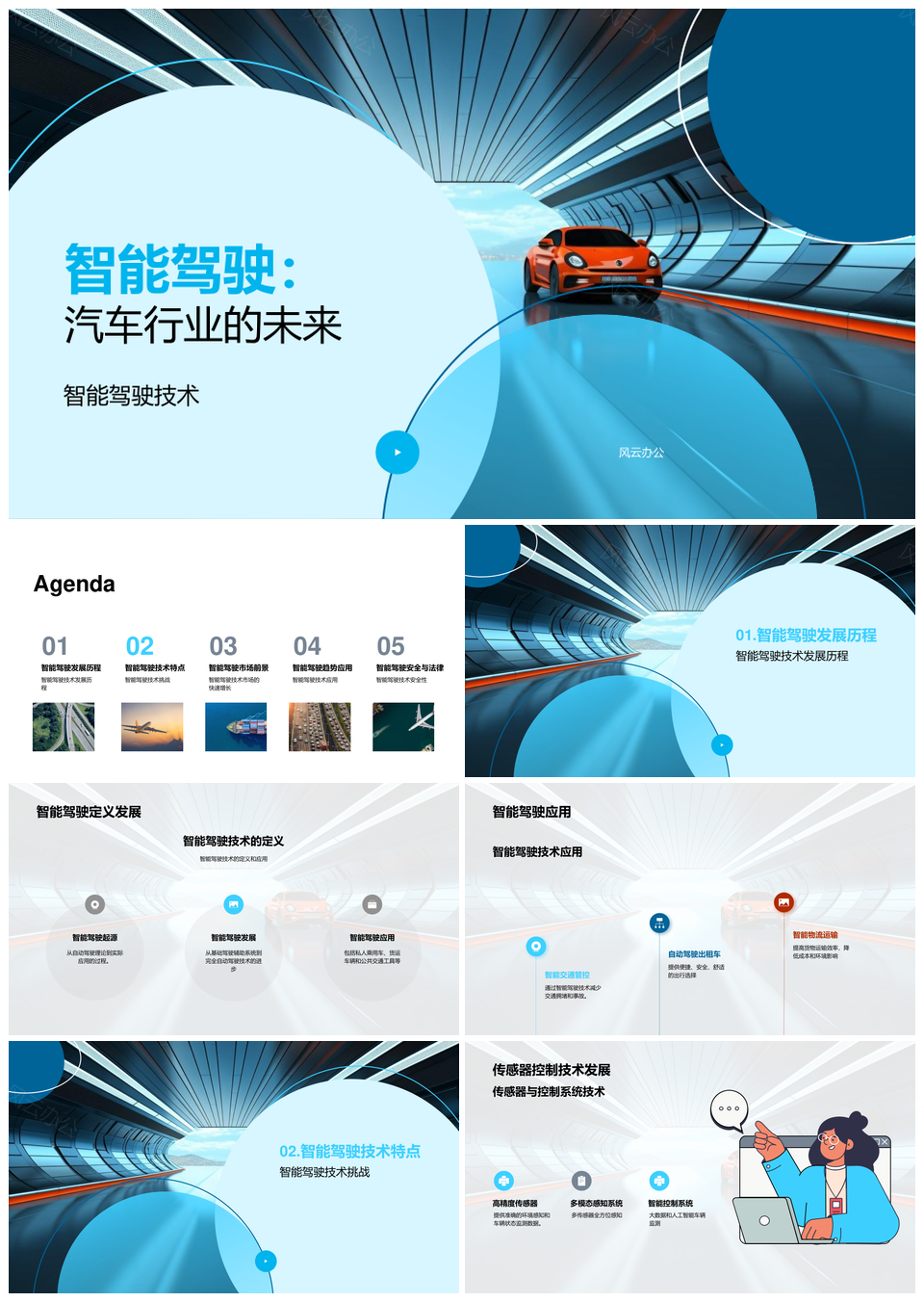 智能驾驶技术发展路线图驱动汽车行业未来PPT模板