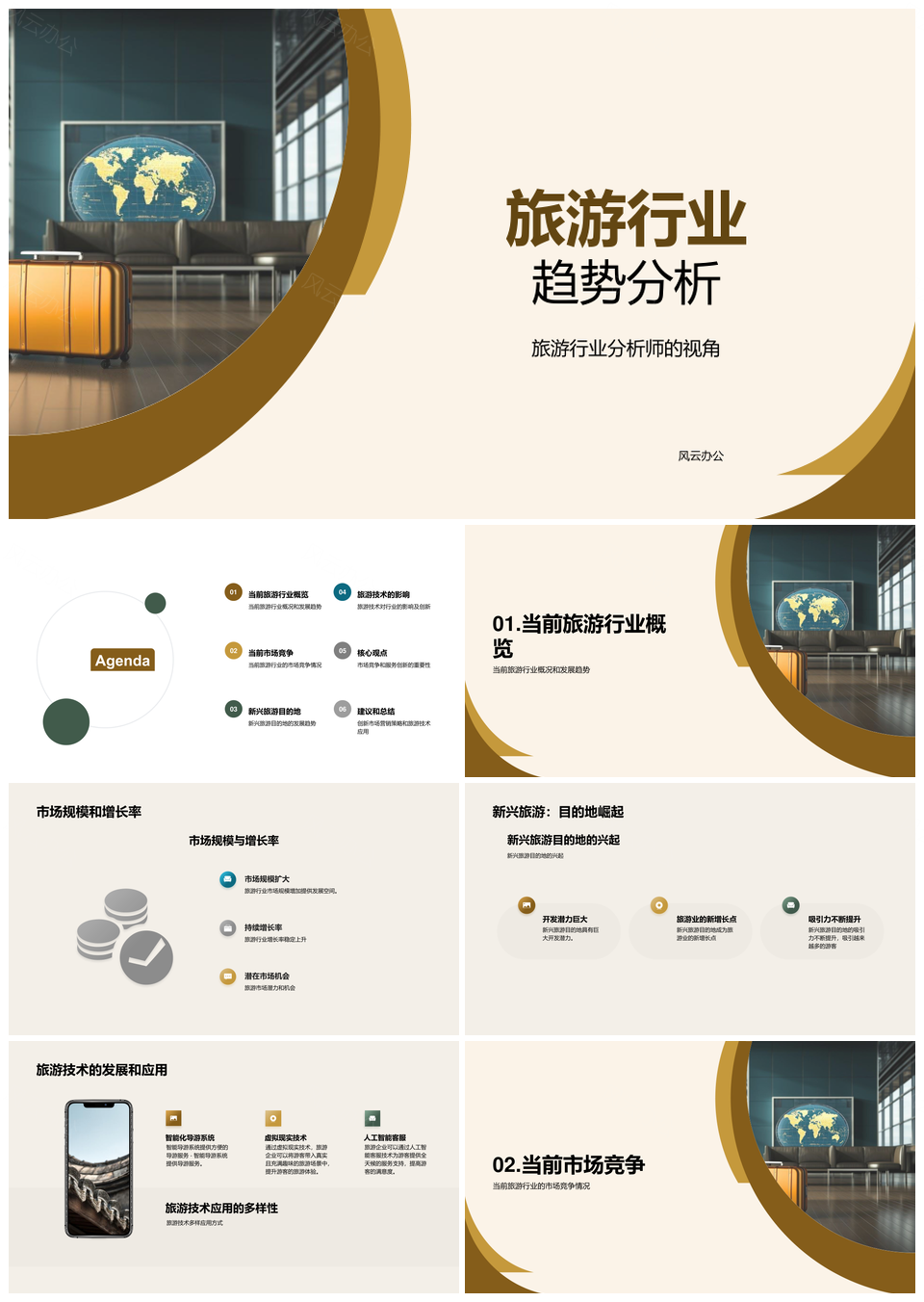 旅游行业市场规模增长新兴目的地技术竞争趋势分析PPT模板
