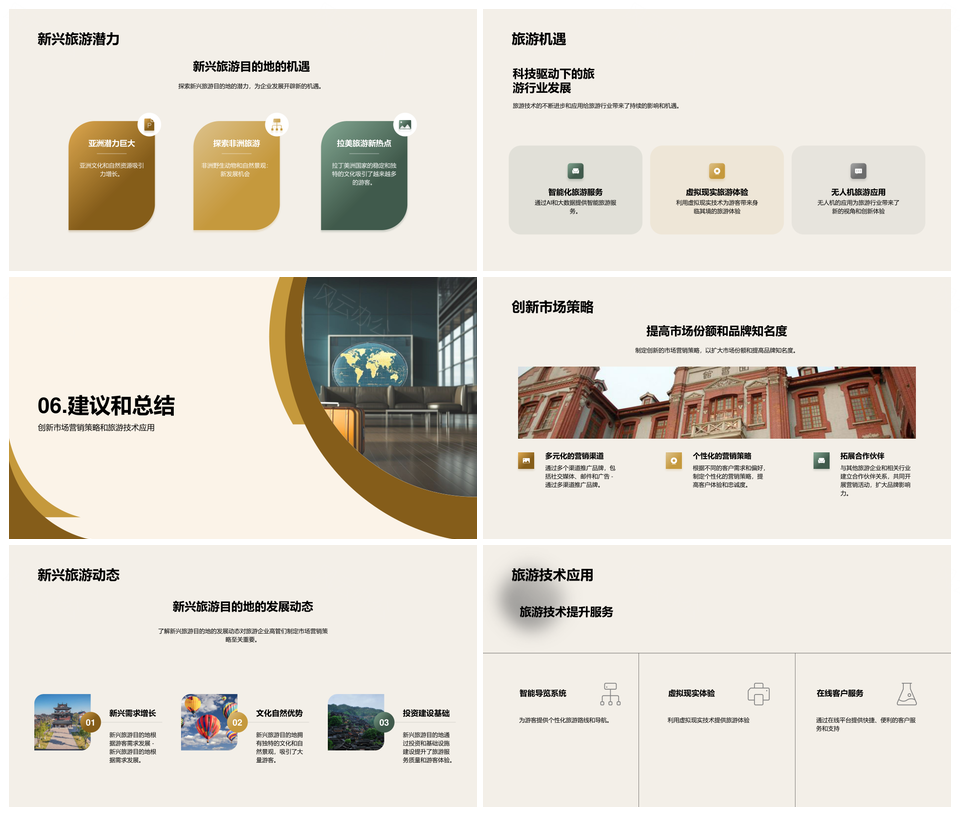 旅游行业市场规模增长新兴目的地技术竞争趋势分析PPT模板