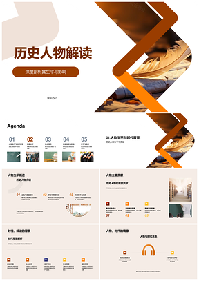 古代卷轴历史人物生平贡献与时代探析PPT模板