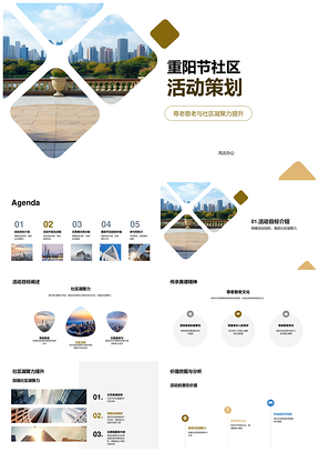 重阳社区敬老文艺游园志愿组织协调聚菊活动PPT模板