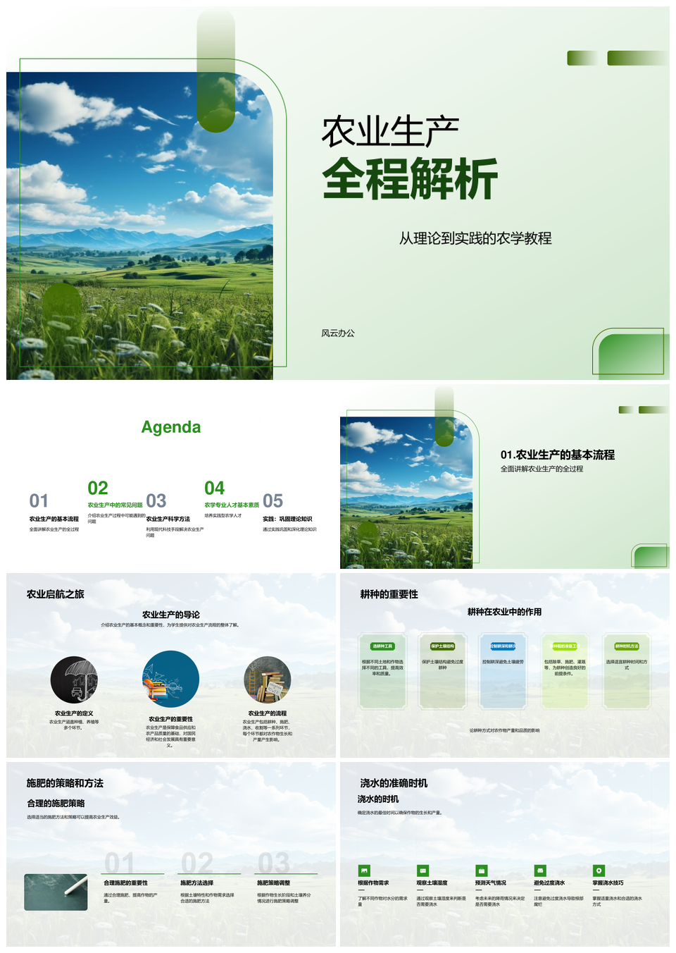 农业生产耕种施肥浇水收割病虫害防治管理PPT模板