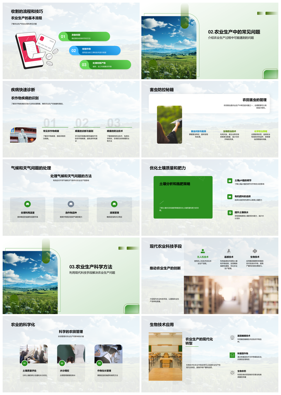 农业生产耕种施肥浇水收割病虫害防治管理PPT模板