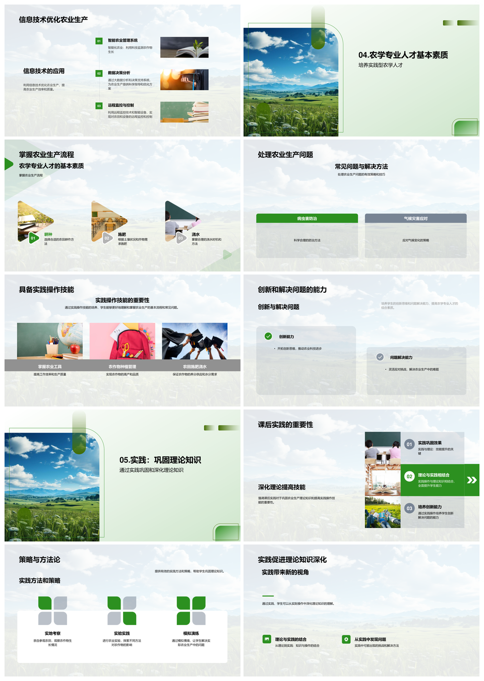 农业生产耕种施肥浇水收割病虫害防治管理PPT模板