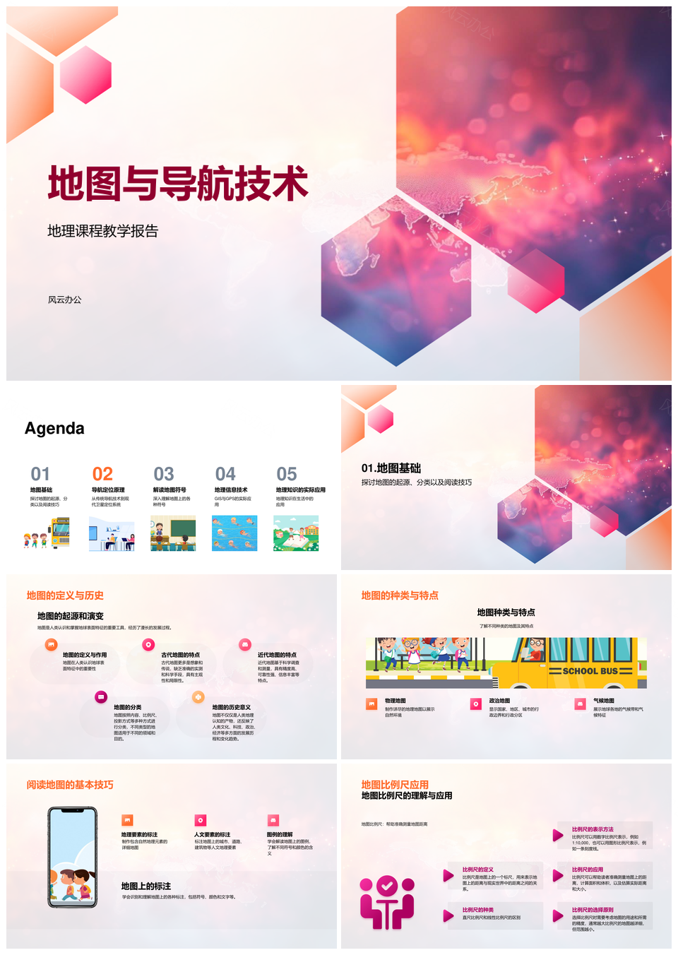 地理课程地图导航技术定义历史种类GPS原理PPT模板