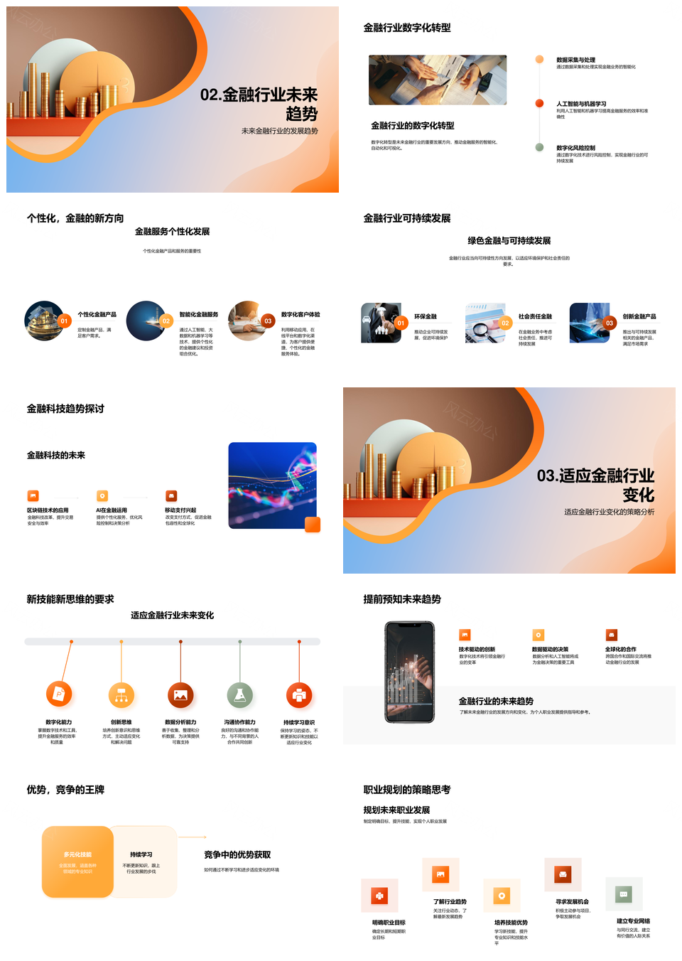 金融未来趋势数字转型可持续新技能思维PPT模板