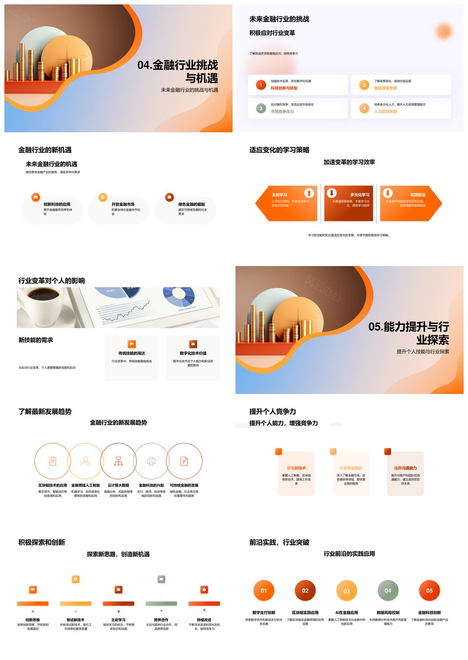 金融未来趋势数字转型可持续新技能思维PPT模板