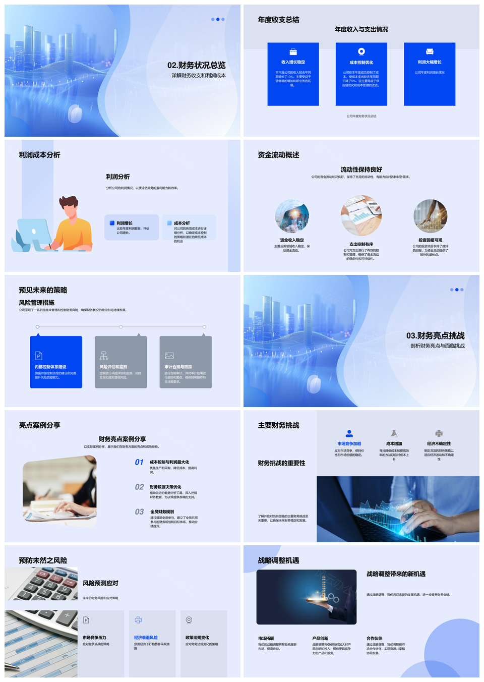 财务年度总结业务增长分析风控战略调整PPT模板