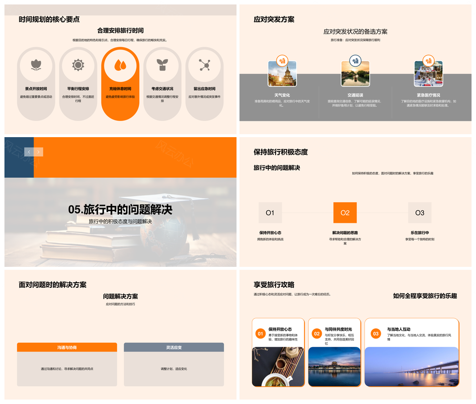 毕业帽毕业游经典自驾路线住宿交通精细规划PPT模板