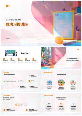 初二学生成功习惯养成应对挑战讲座PPT模板