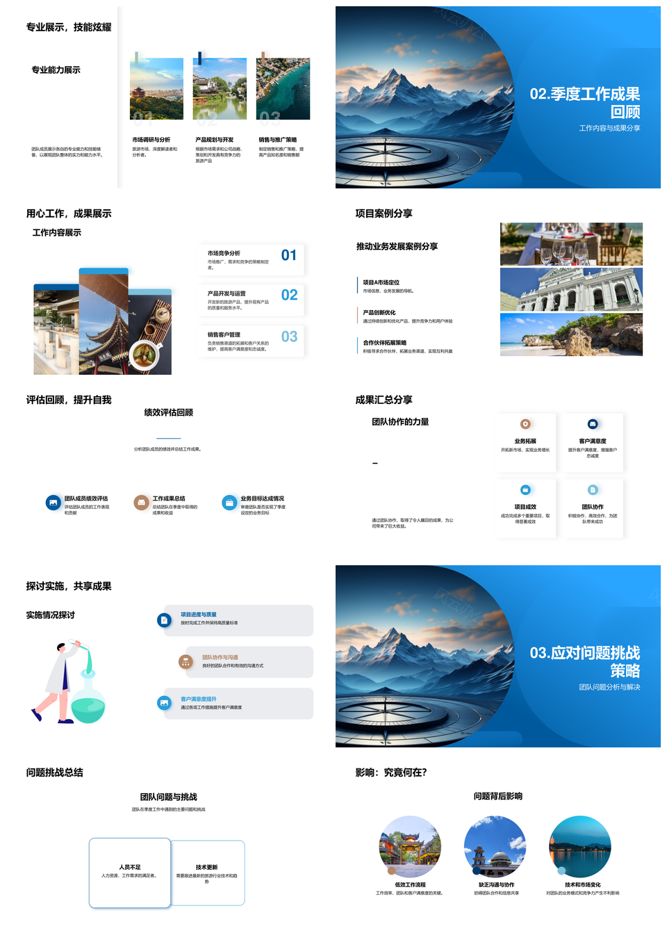 旅游业务季度团队发展挑战架构策略规划山脉PPT模板