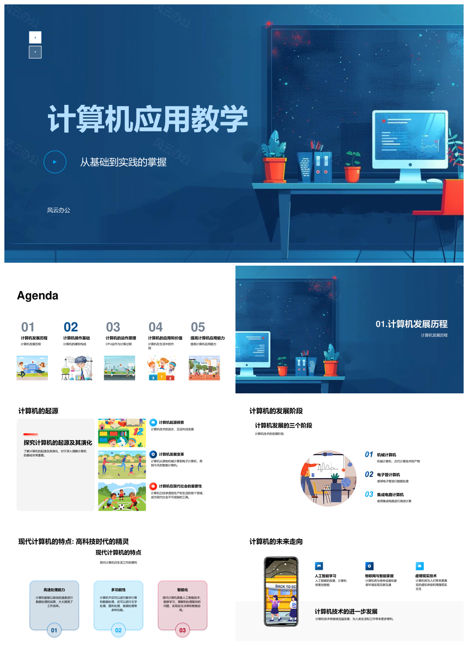 计算机应用教学基础原理与操作PPT模板