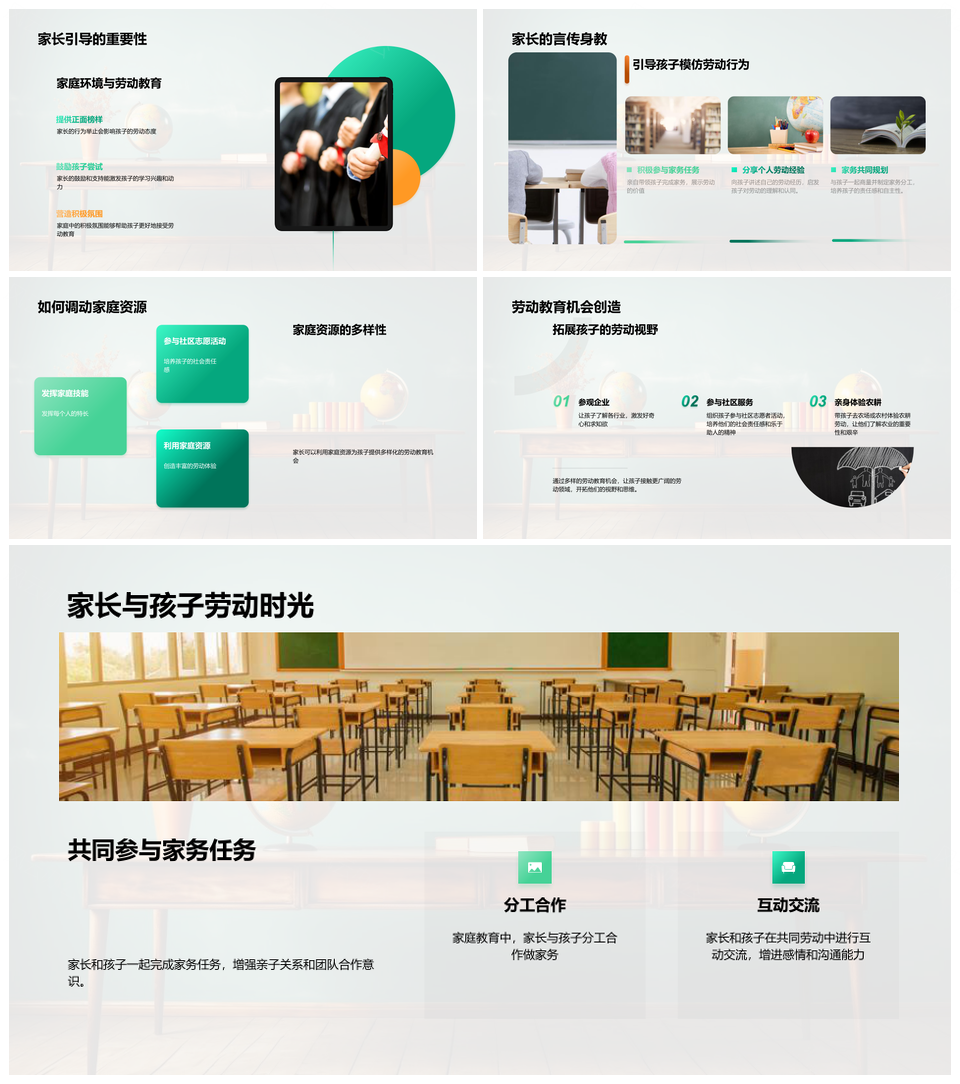 家长引导孩子家务劳动教育助力成长责任PPT模板
