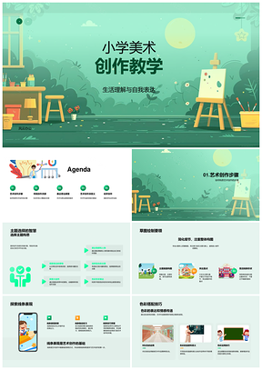 小学美术创作教学步骤生活灵感自我表达PPT模板
