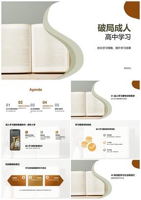 成人高中教育学习技巧顾问计划工具书籍支持PPT模板