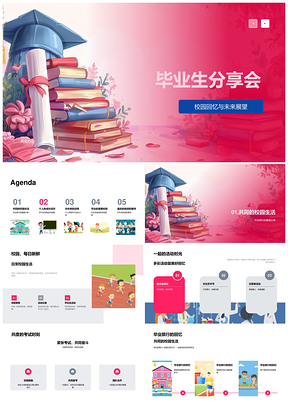 毕业生分享会校园回忆未来展望成长责任PPT模板