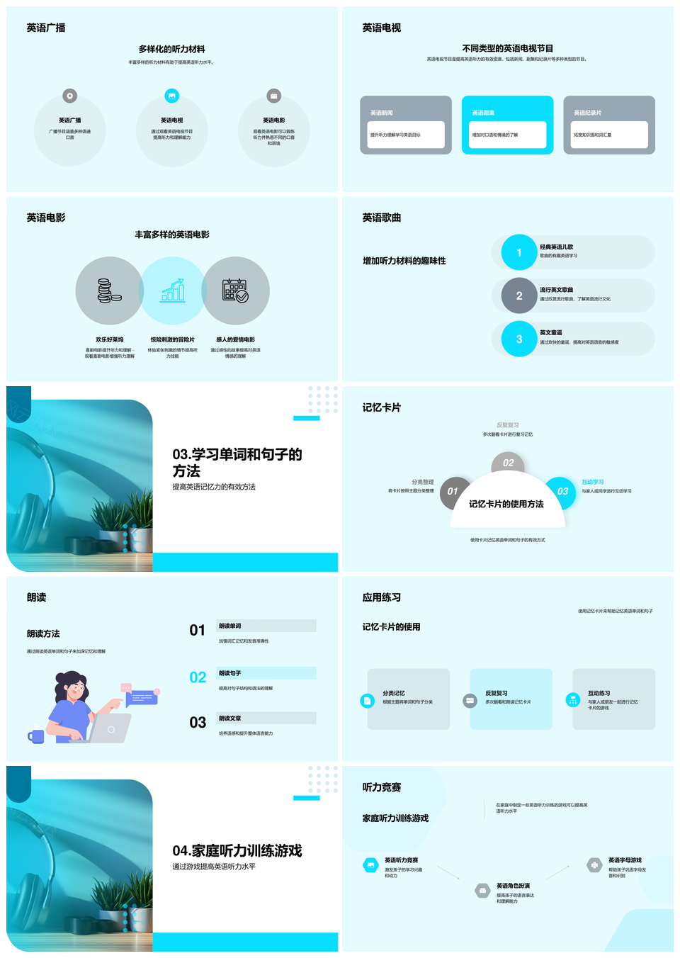 小学六年级英语听力亲子教育活动PPT模板