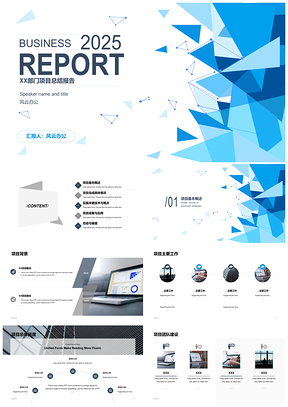 2025蓝色简约部门项目案例总结报告PPT模板